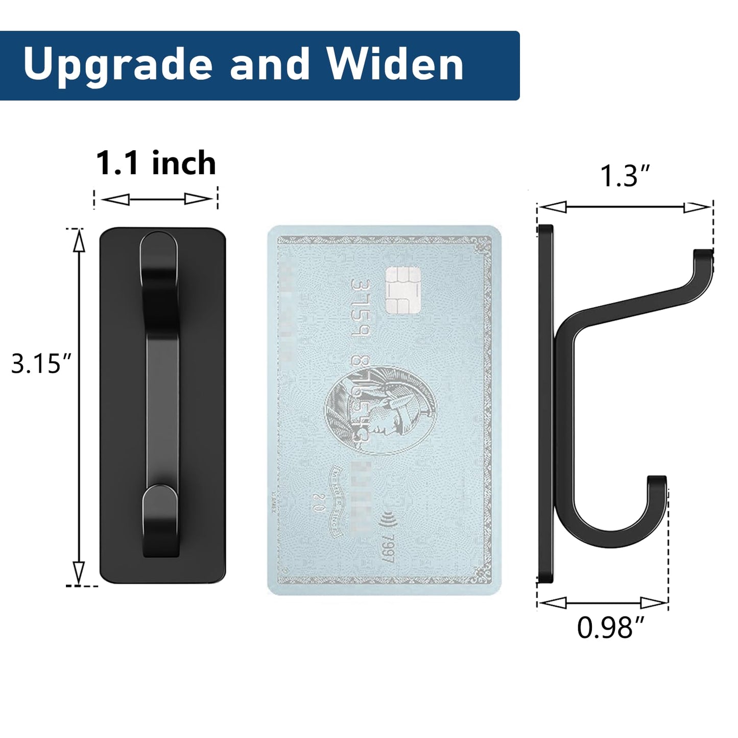 pickpiff Wall Hooks for Coat and Towel: 13LB Strong Adhesive Door Hanger Stick on, Black 4 Pack