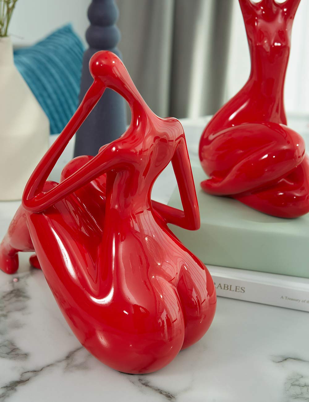 HAUCOZE Lady Sculpture Woman Figurine Gift Modern Home Decor Statue for Living Room Bedroom Office Polyresin 11 Inch