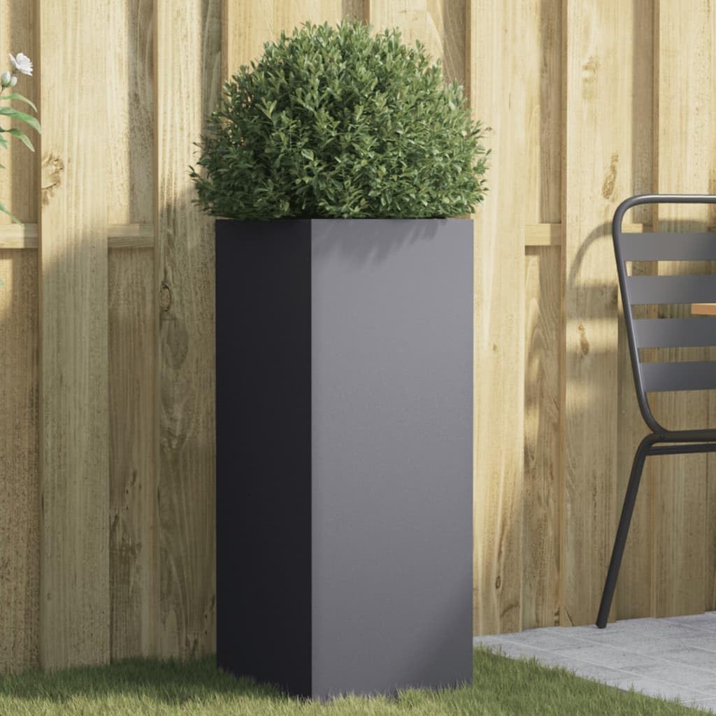 FMPGJLYH Modern Tall Metal Planter Box, 29.5 Inch Rectangular Garden Flower Pot for Patio, Balcony and Indoor Home Decor, Durable Cold-Rolled Steel, Anthracite