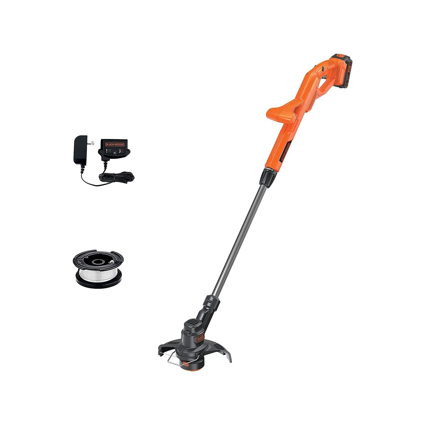 BLACK+DECKER 20V MAX Weed Wacker Cordless String Trimmer Edger Lawn Tool, 10-Inch Electric Weed Eater with Automatic Feed Spool, Ergonomic, Battery and Charger Included (LST201)