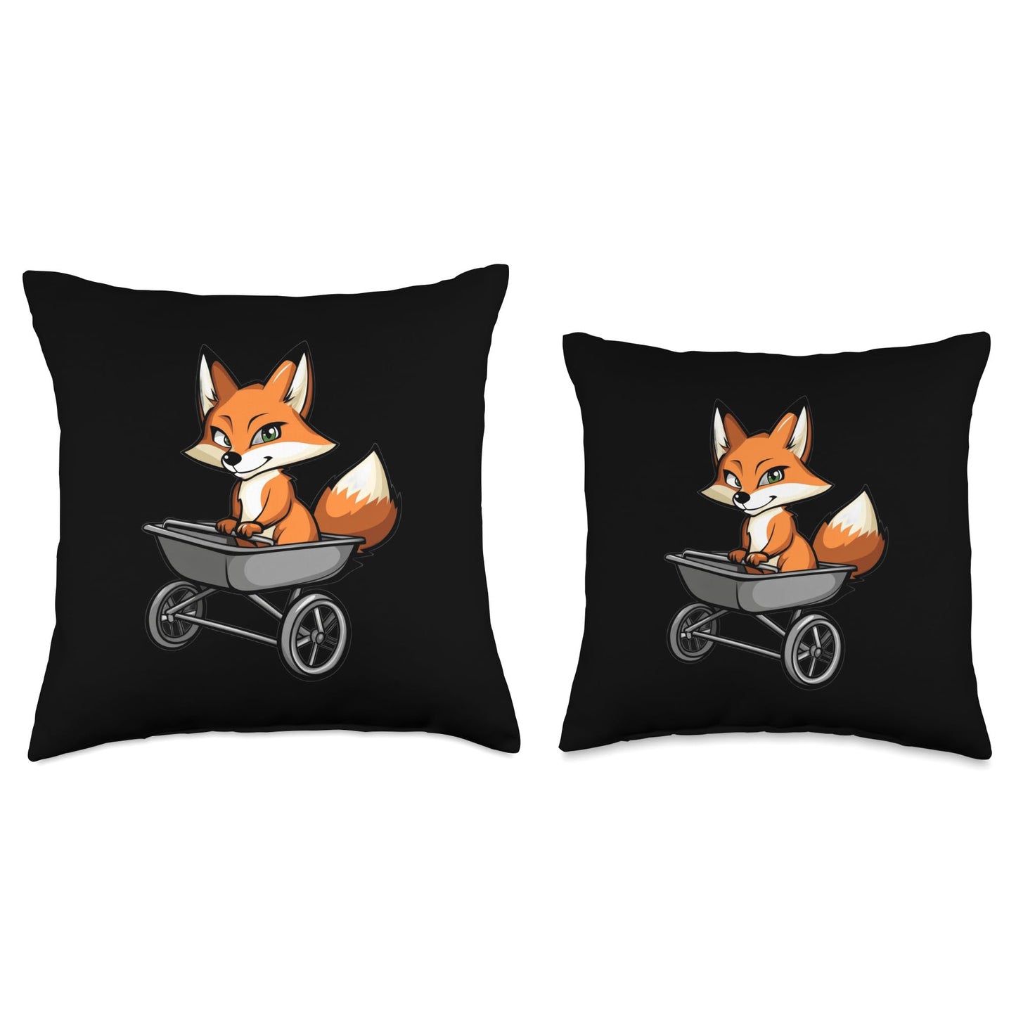Fox Using a Wheelbarrow Throw Pillow