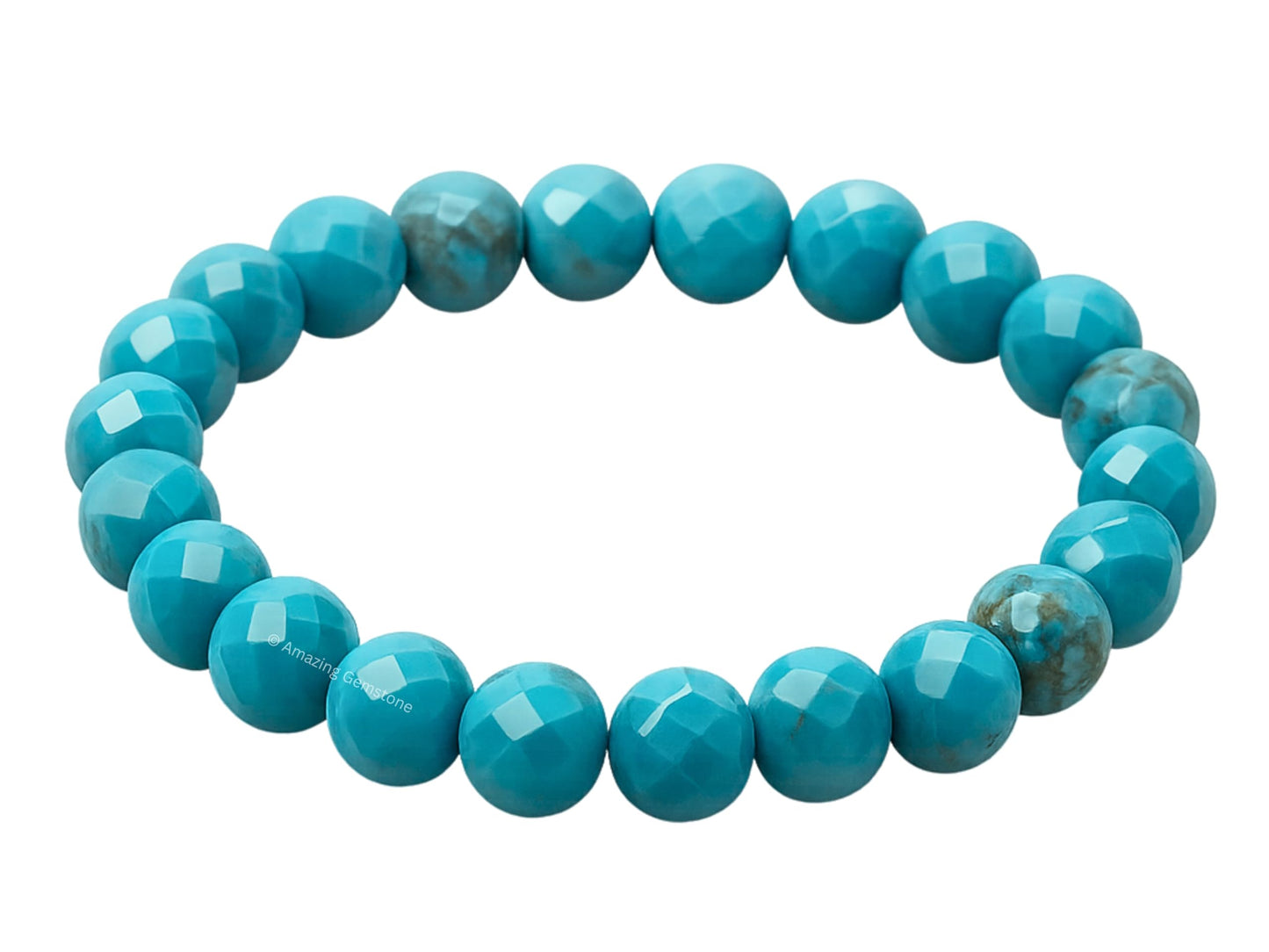 Amazing Gemstone Turquoise Bracelet for Women - Chakra Mens Bracelet Protection Crystals and Healing Stones - Blessing Spiritual Meditation Stocking Stuffers (Faceted Beaded Bracelet)