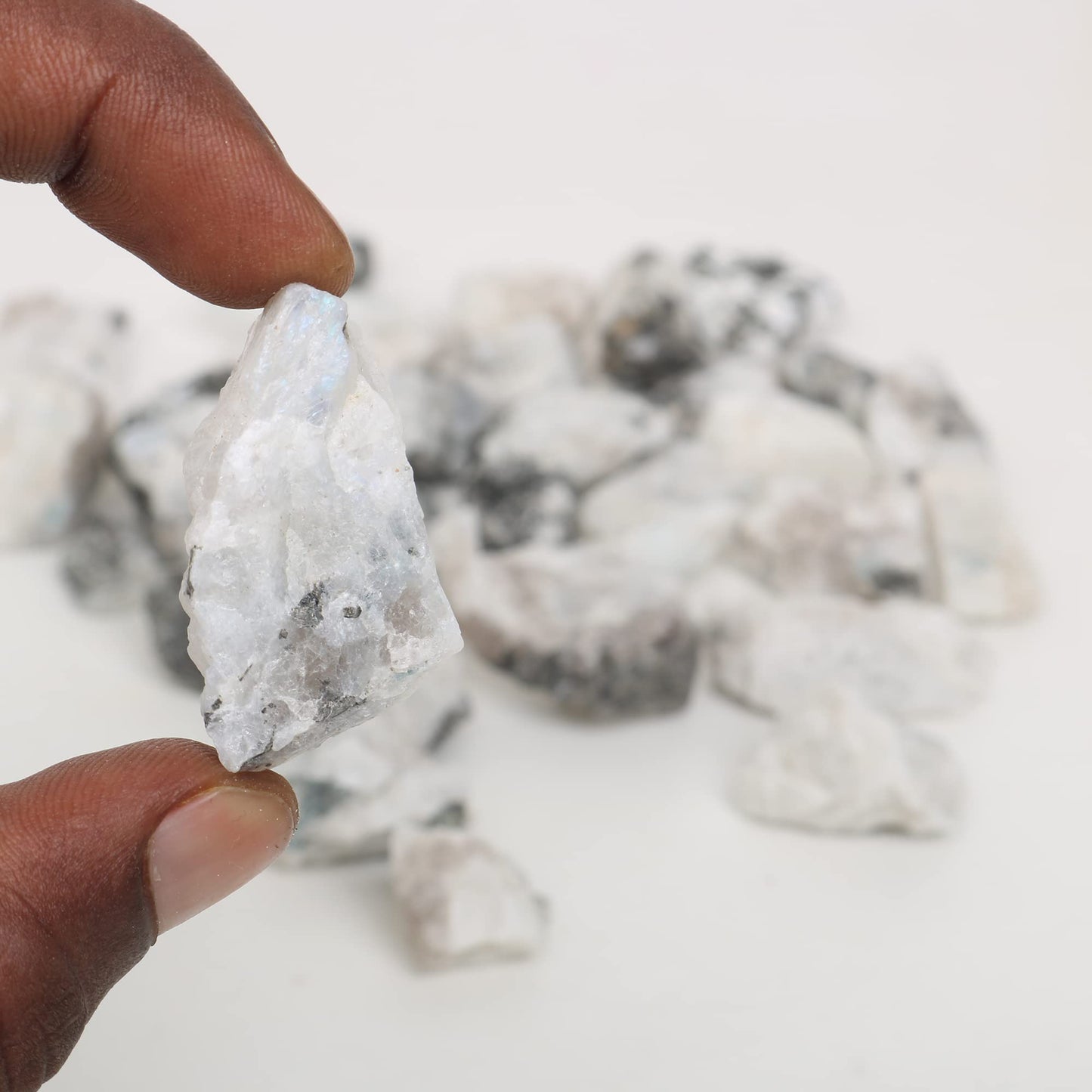 REAL-GEMS Natural Raw Healing Crystals Rough Stones for Tumbling, Cabbing, Polishing, Wire Wrapping, Wicca & Reiki Crystal Healing, Mix Gemstones,7 Chakra (Moonstone)
