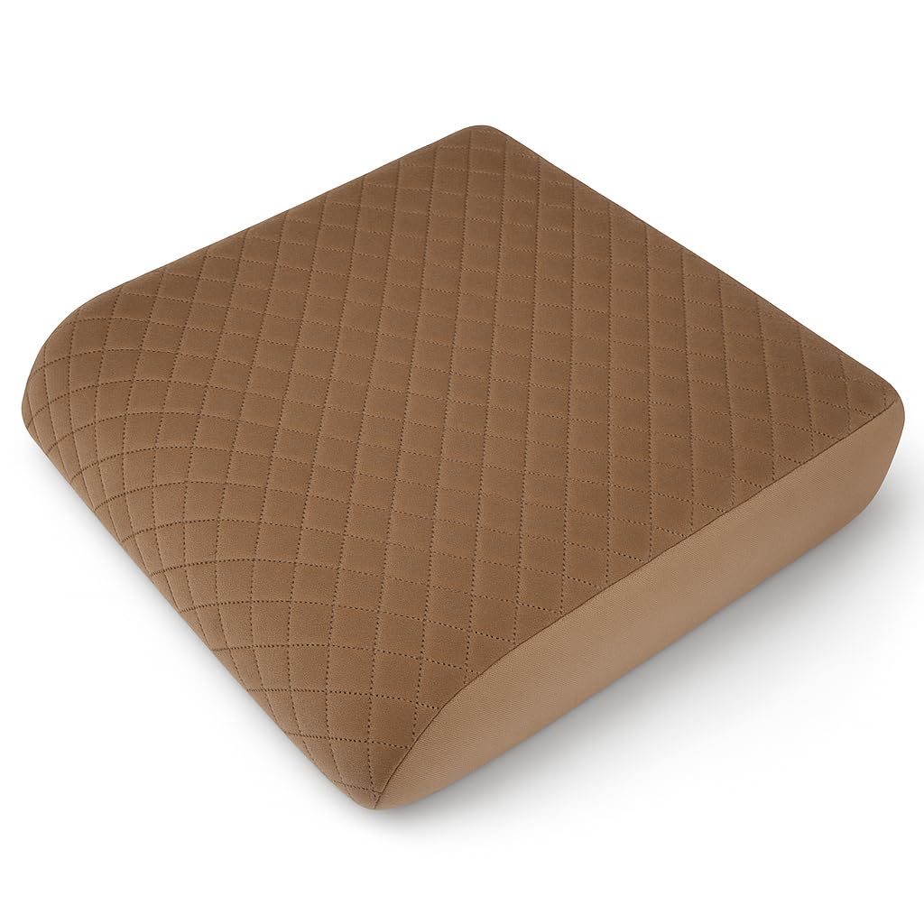 COMFORTANZA Medium-Soft 20x20x4 Memory Foam Recliner Chair Seat Cushion for Long Sitting - Armchair Pad with Washable Velvety Cover with Waterproof Layer & Non-Slip Base for Seniors & Elderly - Brown