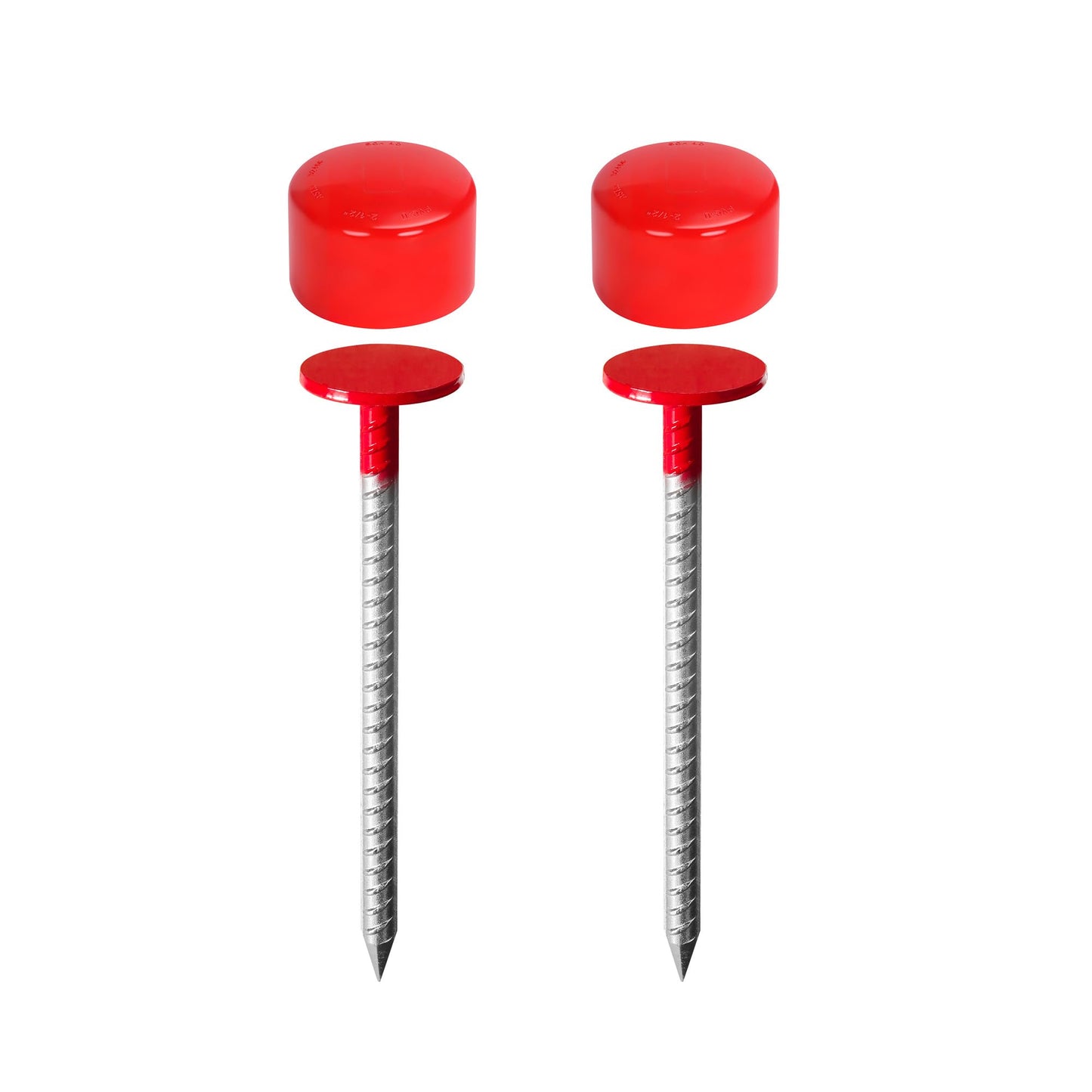 2 Pack Rebar Property Line Markers, 12 Inch Heavy Duty Galvanized Steel Survey Markers Stakes Hi-Vis Red Property Land Boundary Markers for Paving Gardens Lawn Edges Landscaping Edging Weed Barriers