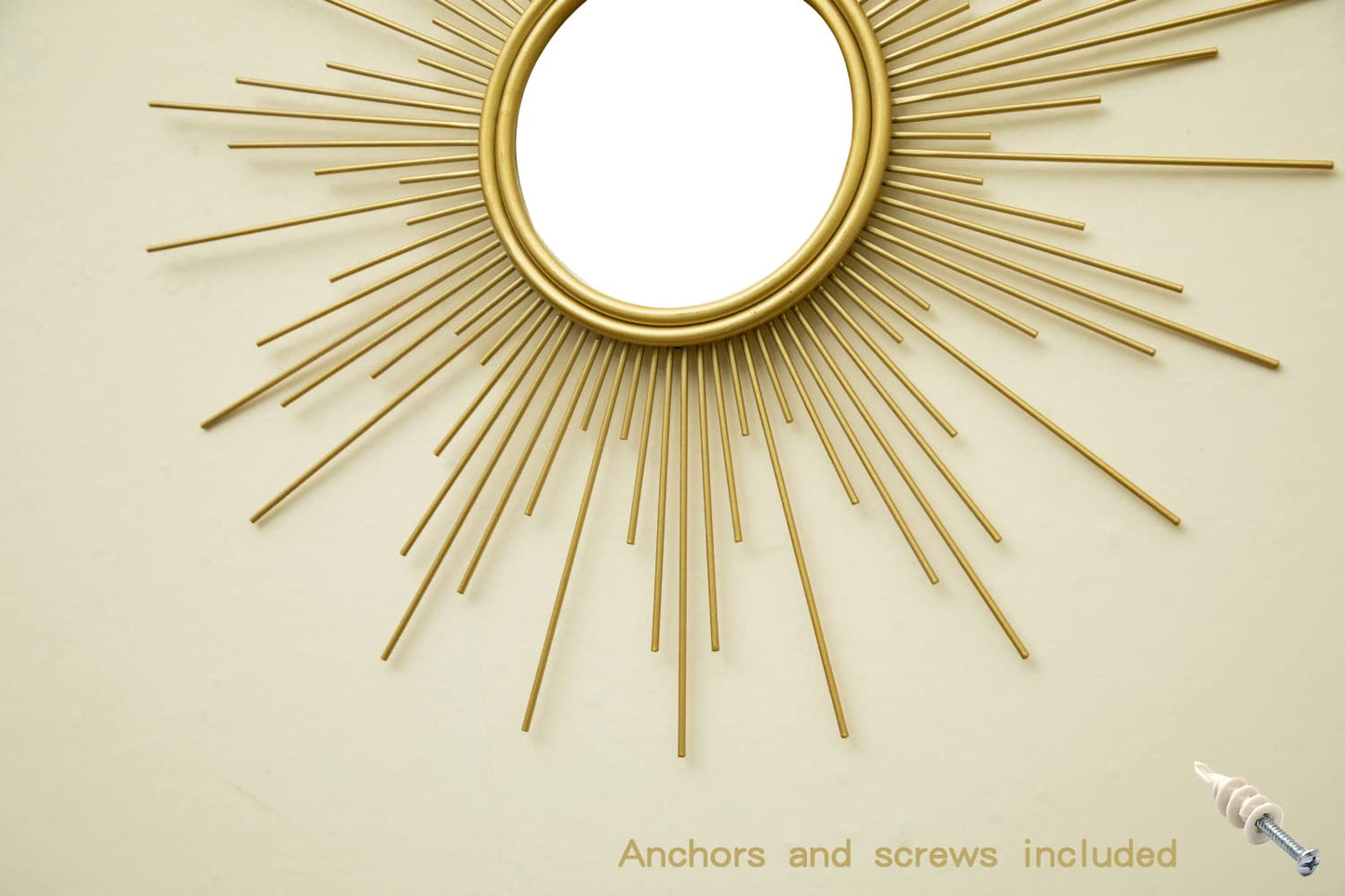 MAIKAILUN Sunburst Mirror, 24" Boho Mirror, Gold Sun Decorative Mirrors for Wall Decor, Small Mid Century Modern Small Living Room
