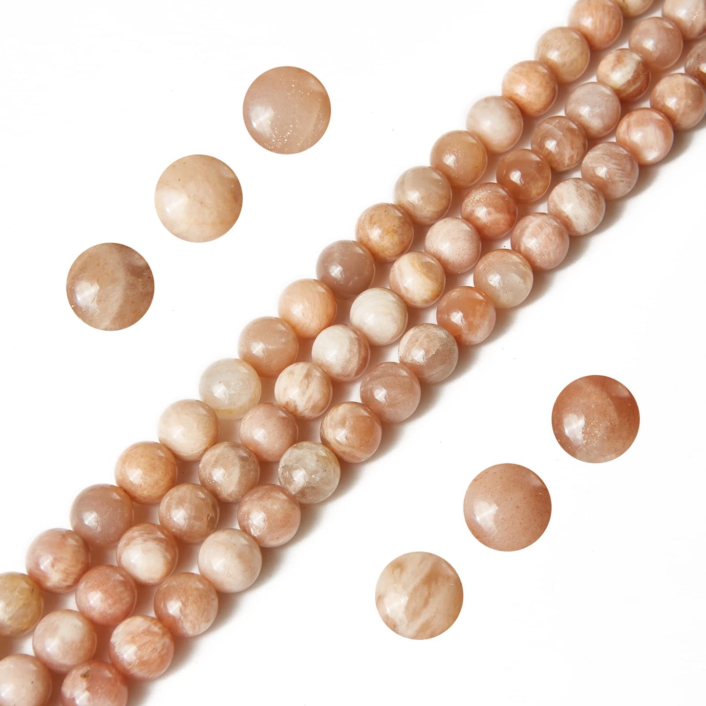 60pcs 6mm Sunstone Beads Natural Gemstone Beads Round Loose Beads for Jewelry Making