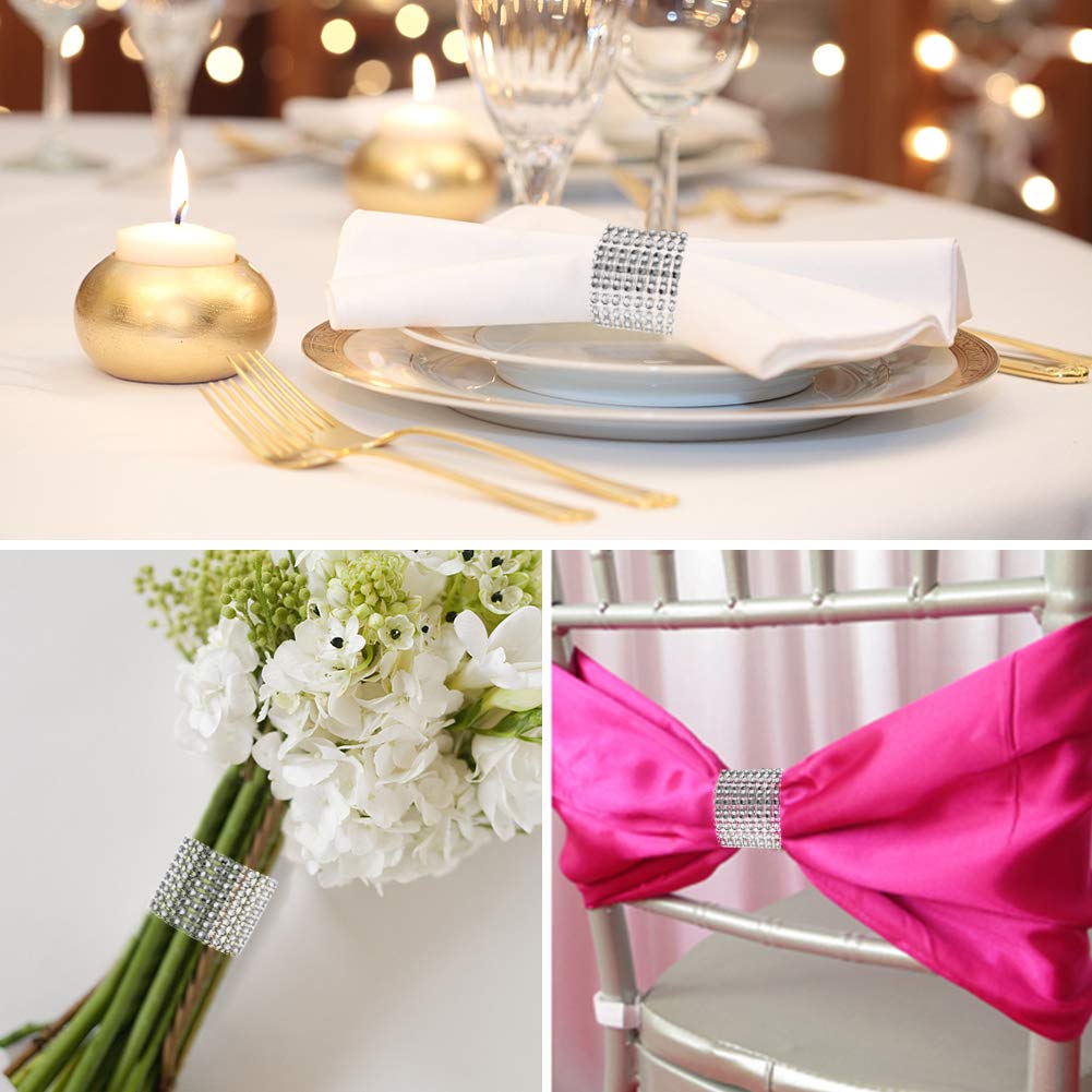 Accmor 100pcs Napkin Rings, Silver Napkin Rings Buckles for Table Decorations, Wedding, Dinner, Party, DIY Decoration