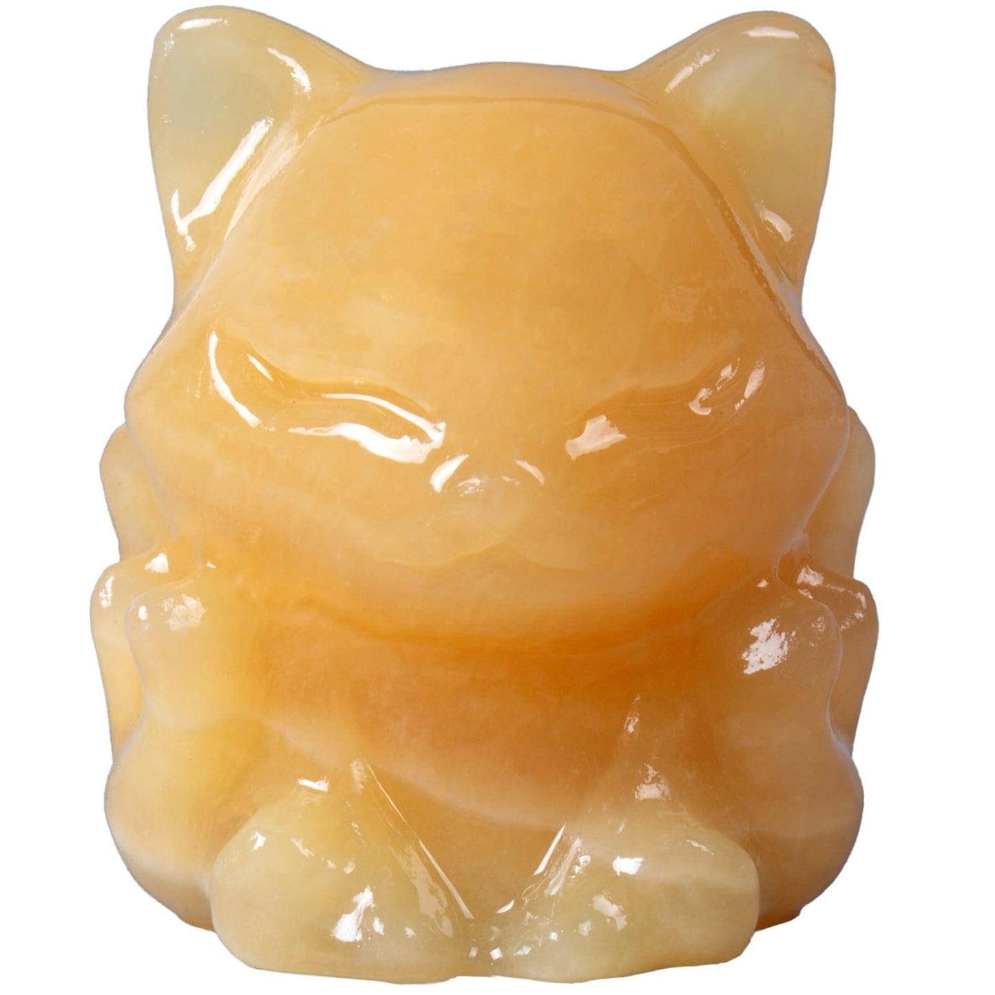 QLRSUXN Yellow Jade Nine Tailed Fox Decor,2 Inch Healing Crystals Fox Statue,Lucky Guardian Pocket Fox Figurines as Women’s Gifts,Fox Figurine for Office Home Decor and Ornament.