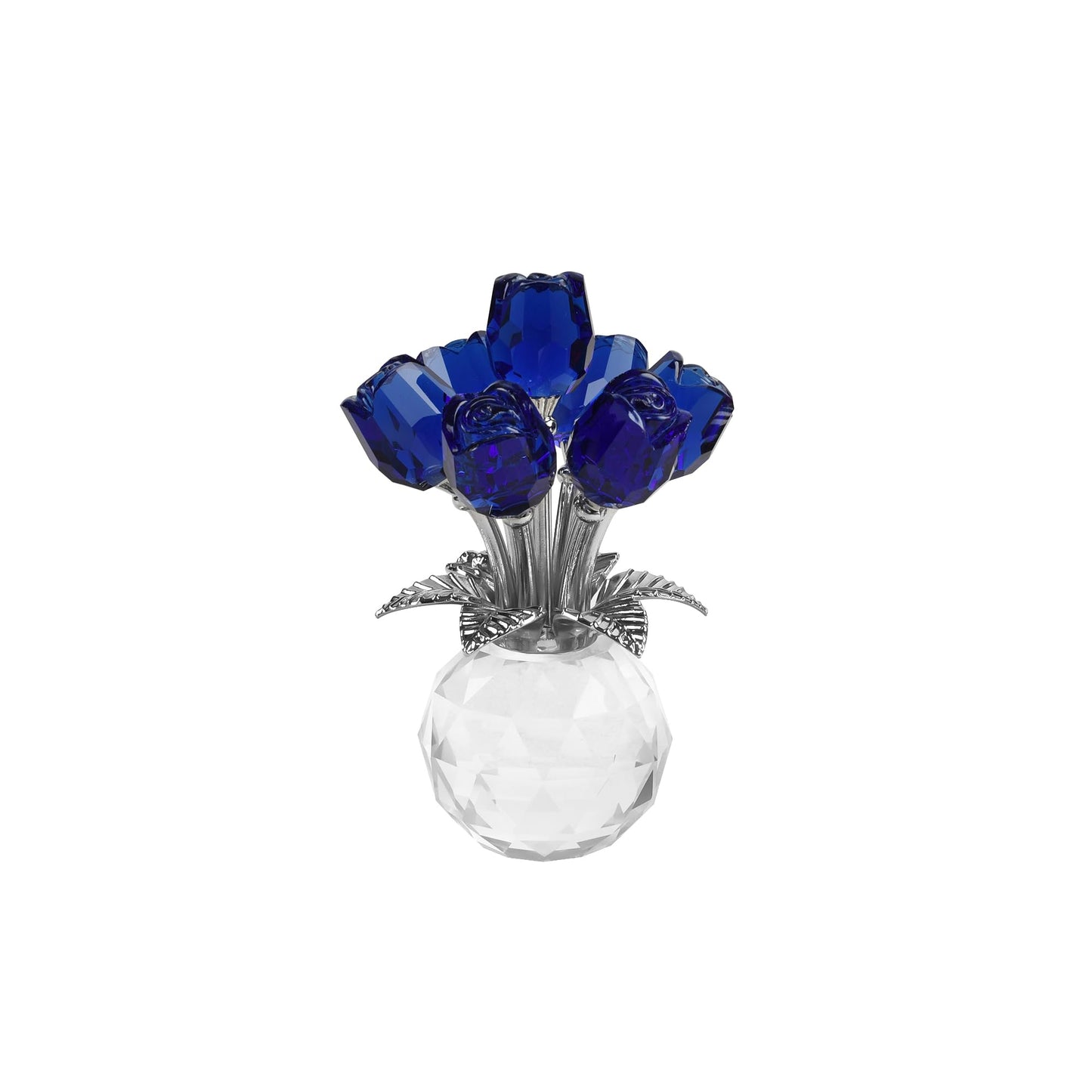 Kitcom Crystal Rose Blue Flower Figurine, Rose Gifts for Mom Wife Girlfriend Grandma, Crystal Flower Collectible Ornament Valentine's Day Mother's Day Thanksgiving Christmas Anniversary Birthday Gifts