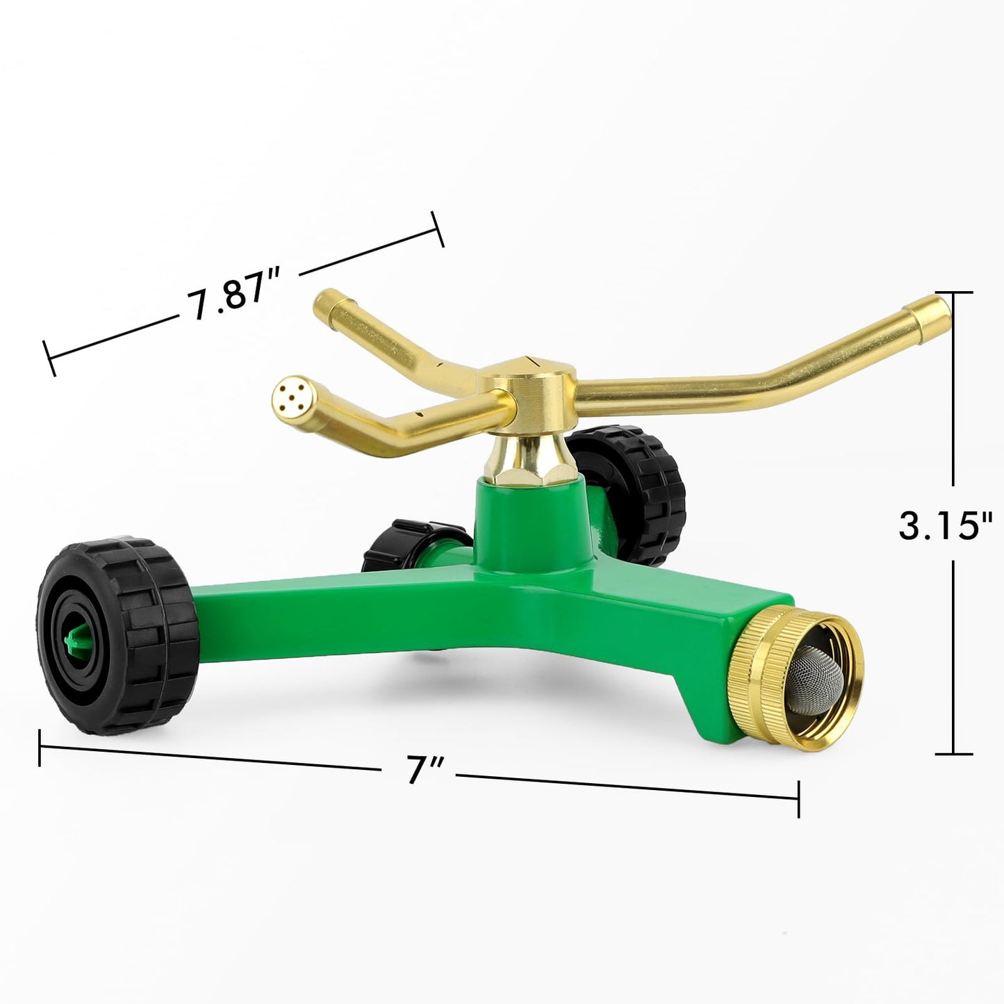 RESTMO 3-Arm Metal Sprinkler with Wheel Base, 360 Degree Automatic Rotary Lawn Sprinkler System for Garden Plant, Flower Bed and Yard Watering and Large Yard Area Watering