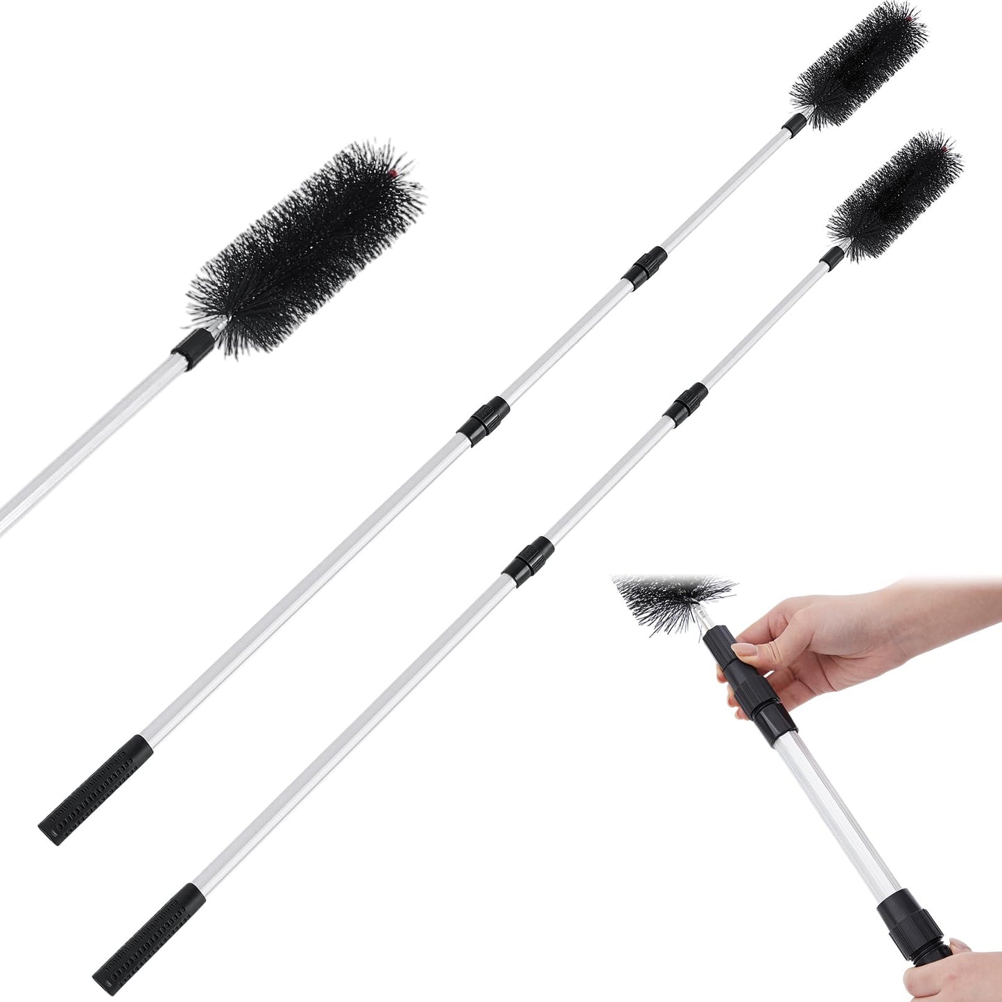 LemonRoad 2 Pack Water Garden Koi Fish Pond Cleaning Brush with 70 Telescopic Pole, Scrubbing Brush for Routine Water Garden Koi Fish Pond Maintenance, Cleaning