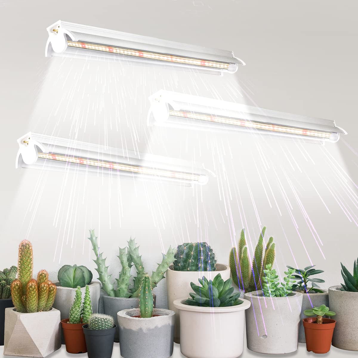 GYTF T5 Grow Lights 1.4Ft, 5000K White Full Spectrum LED Plant Growing Lamp Strips for Indoor Plants, Seeds Starting, Succulents, High PPFD with V-Shaped Reflector