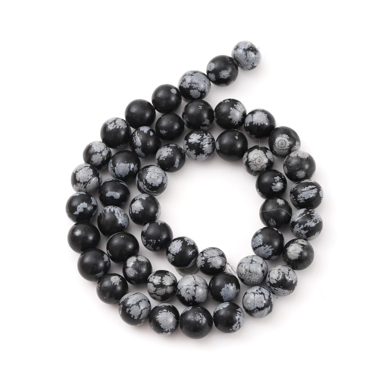 10mm 38pcs DIY Natural Black Snowflake Obsidian Stone Beads Round Healing Crystal Gemstone Loose Beads for Jewelry Making Handmade Bracelet Necklace