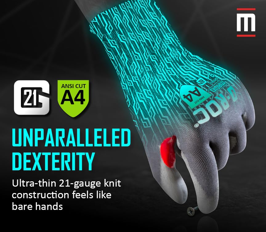 MAGID ROC 21G Ultra-Thin Polyurethane ANSI A4 Coated Work Glove, 1 Pair, Size 7/S, GPD412