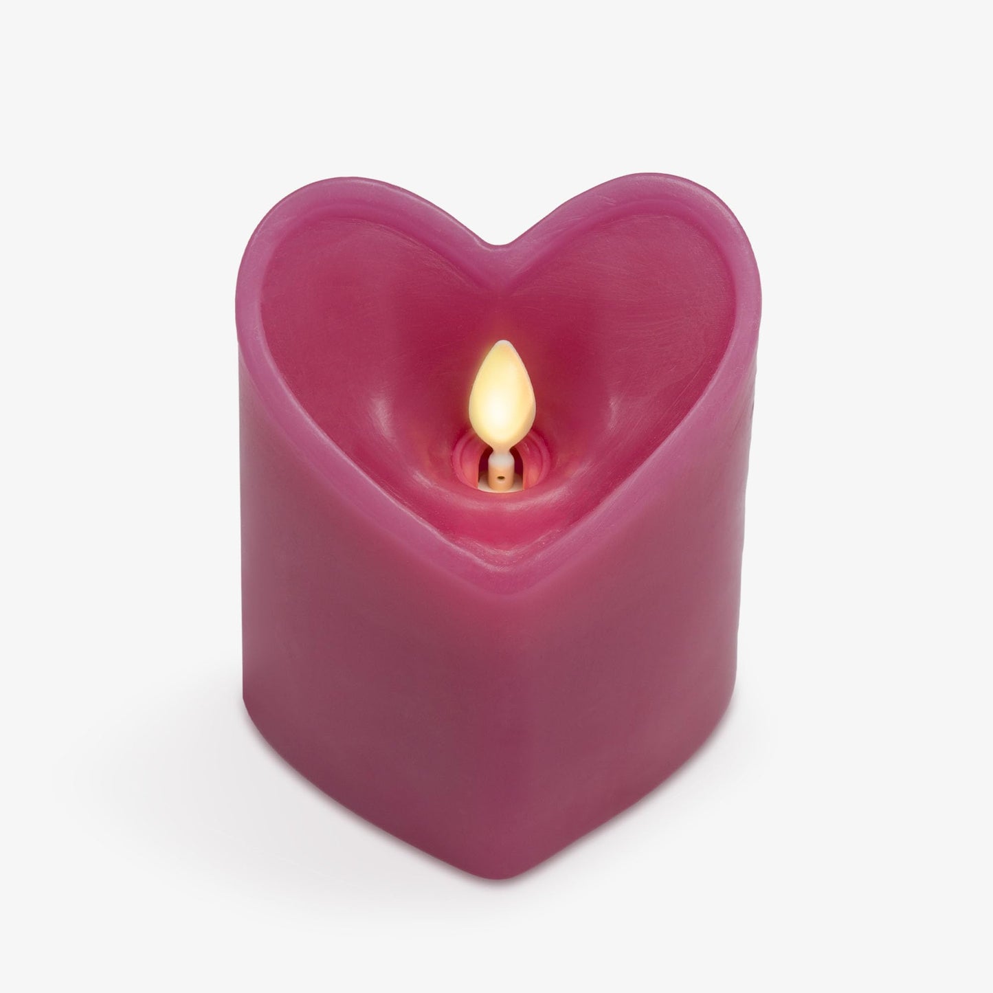 Luminara Raspberry Sorbet Heart Shaped Pillar Candle - Flickering Real-Flame Technology - Remote Ready - Romantic Valentine's Collection - 3.5" x4.5"
