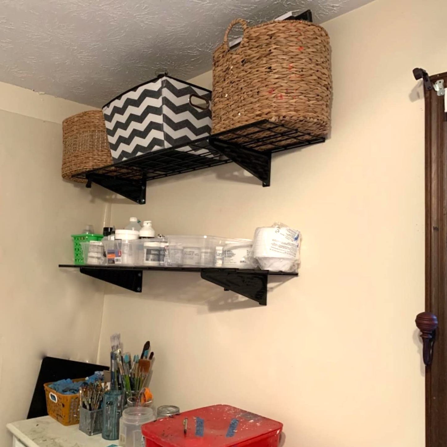 Wallmaster 2-Pack 15x45 Heavy Duty Garage Wall Shelving 45-inch-by-15-inch Wall Mount Garage Storage Rack Floating Shelves Max Load 400lb Black