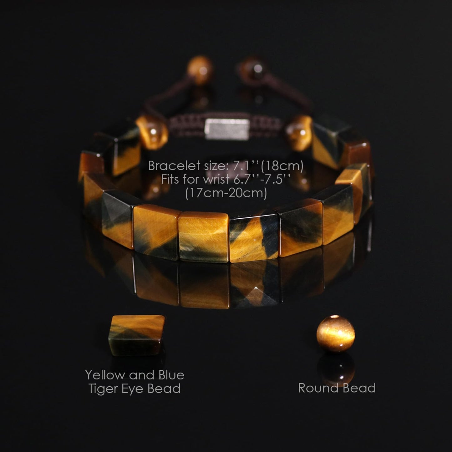 GALKCRST Tiger Eye Bracelet Men, Natural Yellow and Blue Stone Beads, Balance and Protection Tiger Eye Energy Stone, Handmade Crystal Bracelet with Premium Jewelry Box, Gift for Him