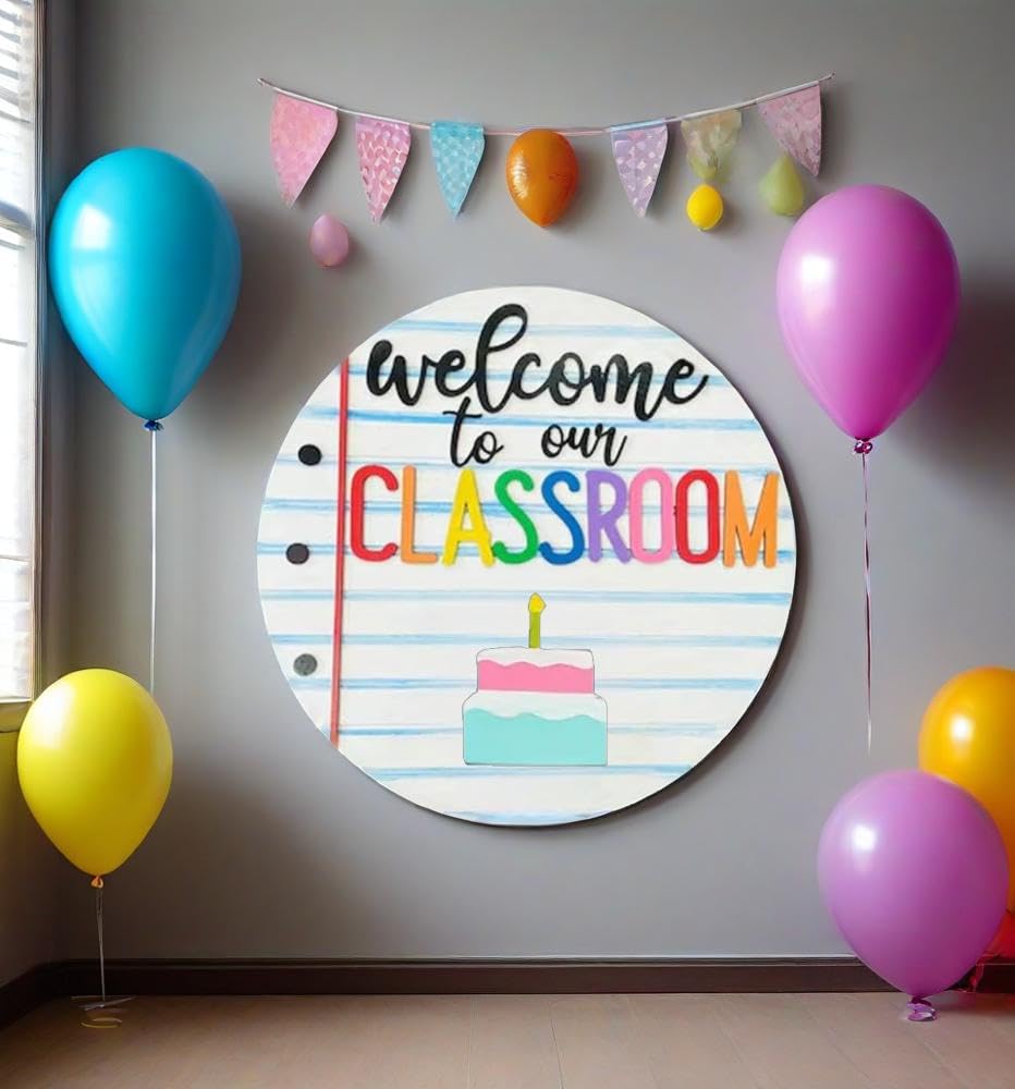 Welcome to Classroom Front Door Decoration Sign, Seasonal Door Sign,- Interchangeable Wooden Plaque for Classroom/Home, DIY Wall Decor for Christmas Holidays & Back-to-School,13 Patterns