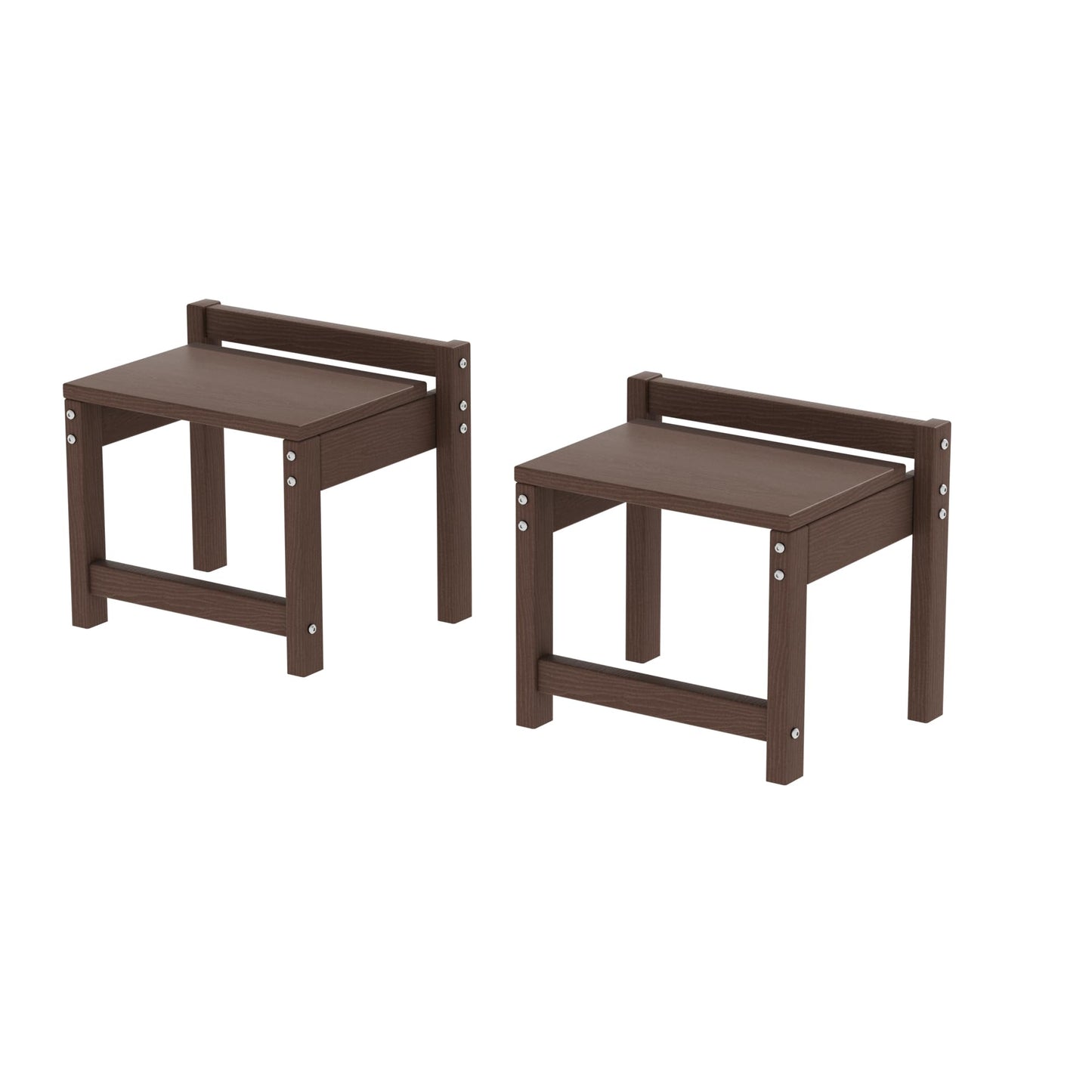 Tioline Stackable HDPE Foot Stool - All-Weather Indoor/Outdoor Seating for Patio, Living Room & Bathroom, Waterproof Windproof Heavy-Duty High-Density PE Step Stool, 2 Sets, Brown