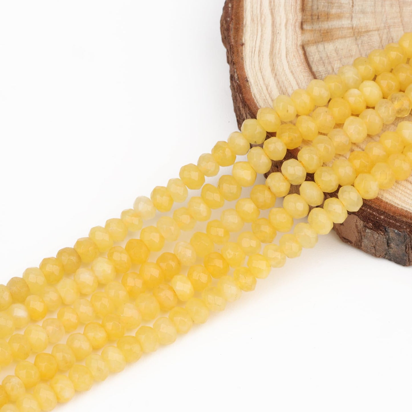 2 String 220PCS 3x5mm Natural Yellow Chalcedony Stone Beads for Jewelry Making, Songxi Facted Loose Gemstone Beads for DIY Bracelet Necklace Making Supplies with Energy Healing Chakra Power