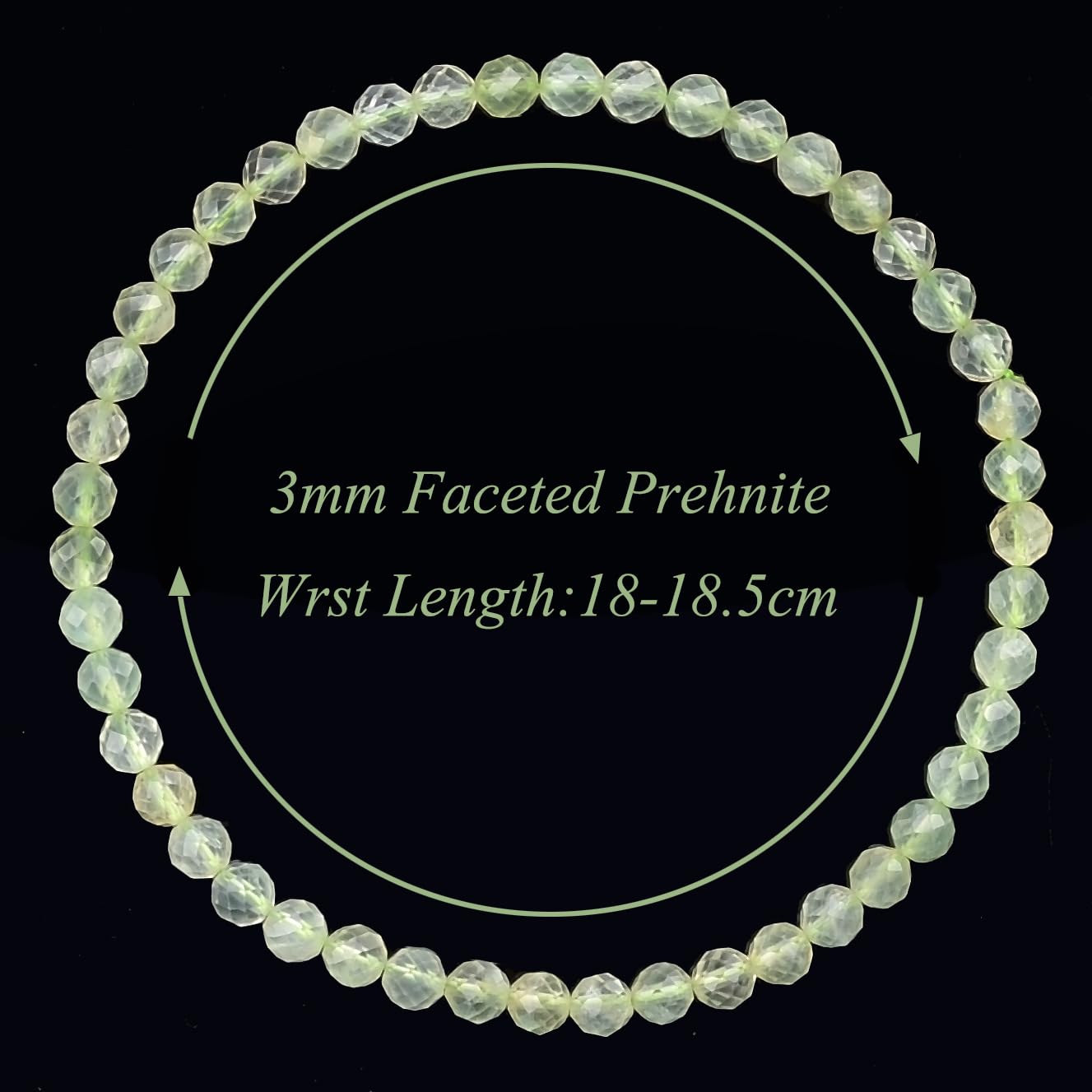 MASSIVE BEADS Natural Genuine Gemstone Beads Healing Crystal Chakra Reiki Jewelry Faceted Round Beads Bracelets (Prehnite, 3mm)