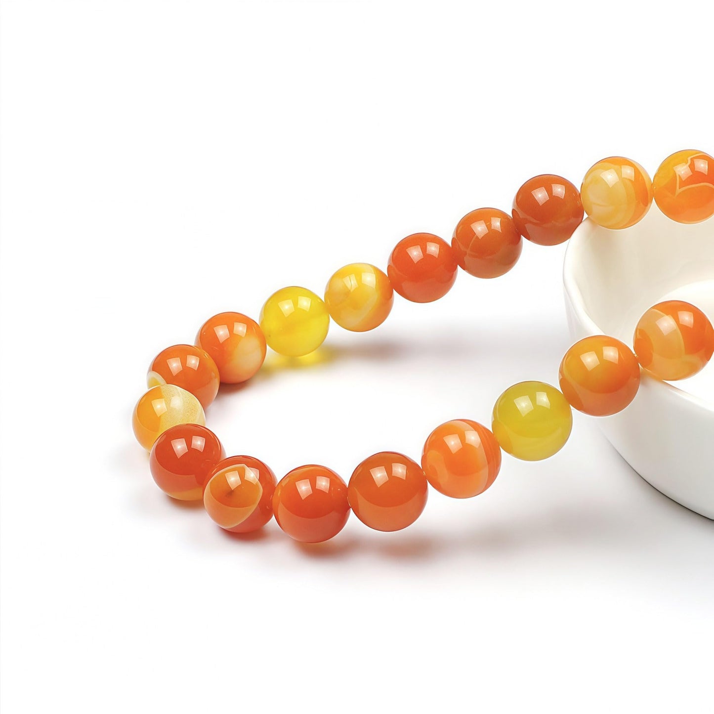 MJDCB Natural Stone Beads Orange Stripe Agate Round Loose Beads for Jewelry Making DIY Bracelet Necklace (6mm)