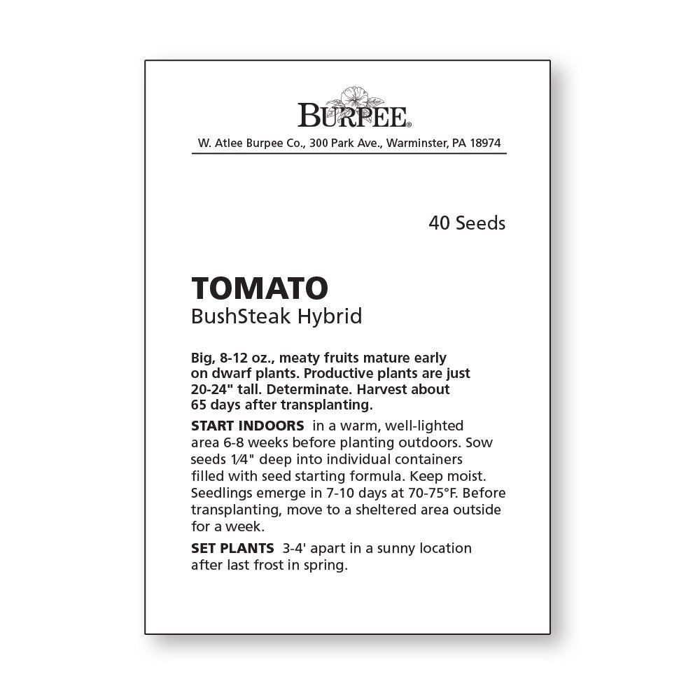 Burpee 'BushSteak' Hybrid, Red Beefsteak Slicing Tomato, 40 Non-GMO Seeds