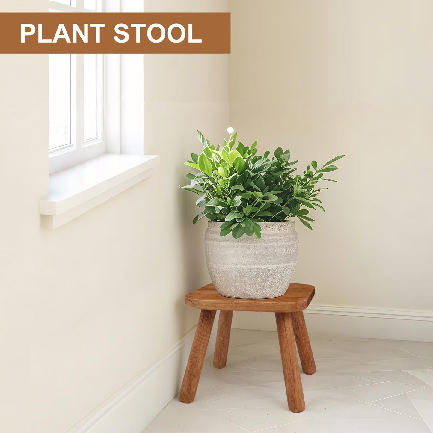 zaowofires Solid Wood Step Stool，Wooden Plant Stool, Wood Plant Stand, Round Footstool, Removable Portable, Small Short Shoe Changing Stool (Walnut, 9.3inch)