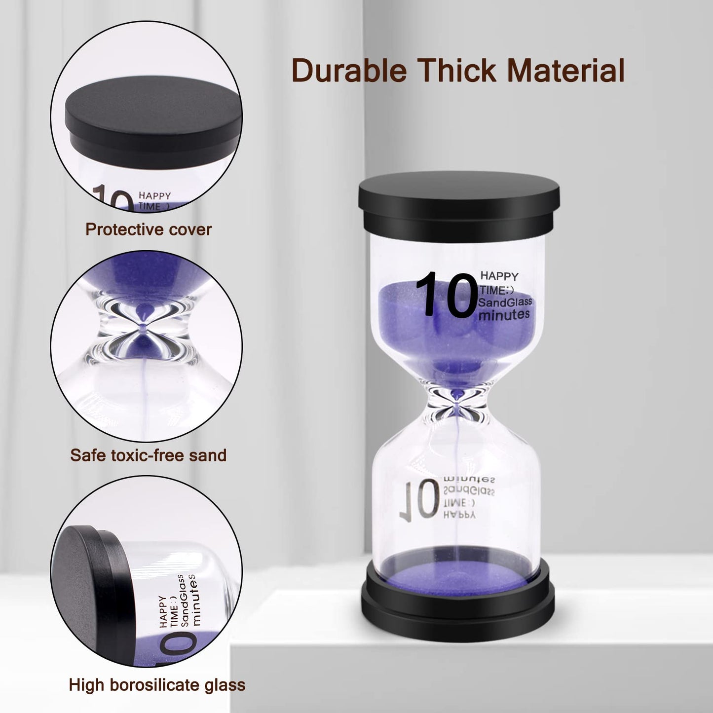 Sand Timer, Sand Timers Colorful 1/3/5/10/15/30 Minutes Sandglass Timer with Protective Cover for Classroom Home Office Cooking (Pack of 6) Multicolor