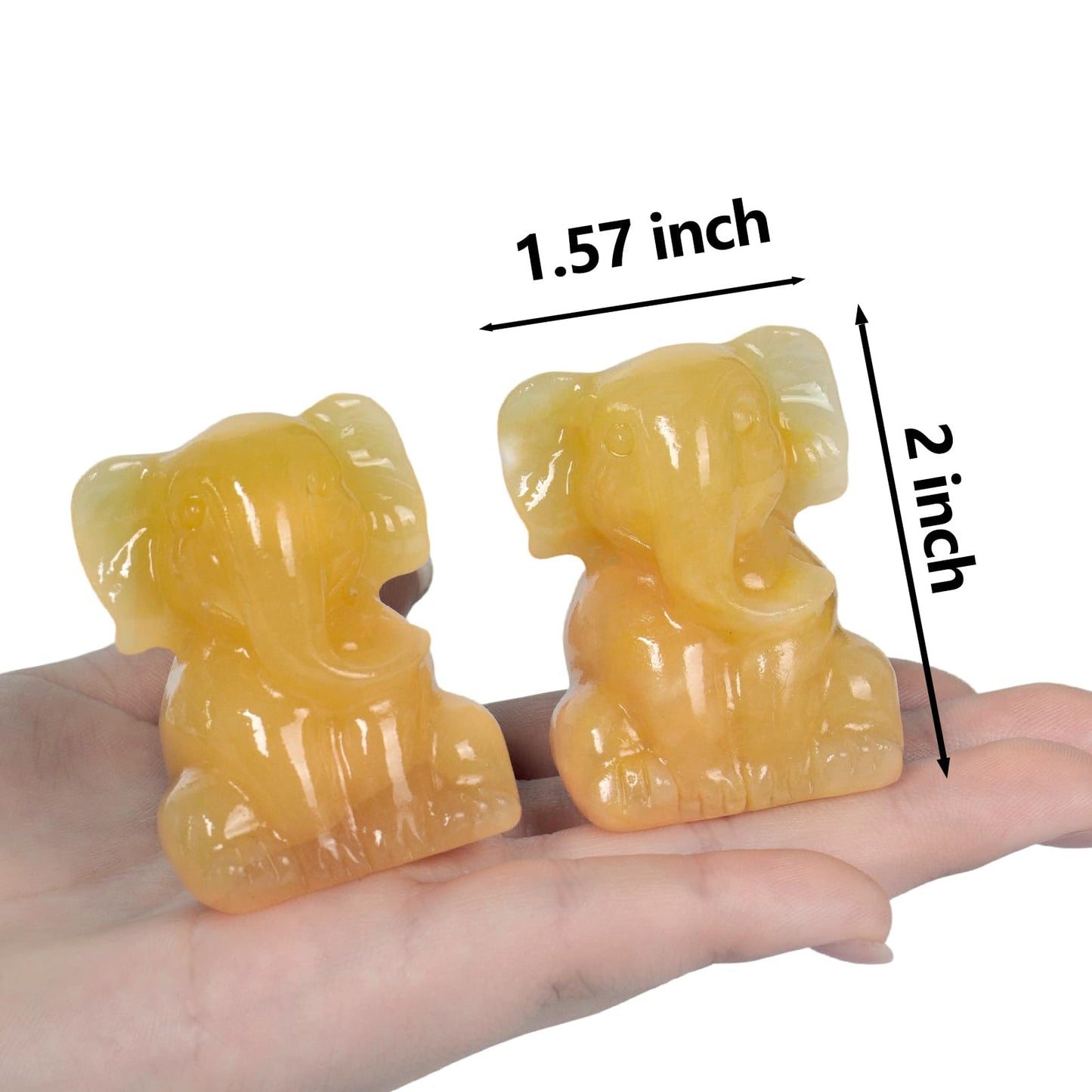 Ytbeoxk 2 Inch Crystal Elephant Decor Statues, Yellow Calcite Cute Sitting Elephant Figurines, Reiki Healing Crystal Carved Animal Statues, Home Office Desk Hand Carved Decor Gifts for Women