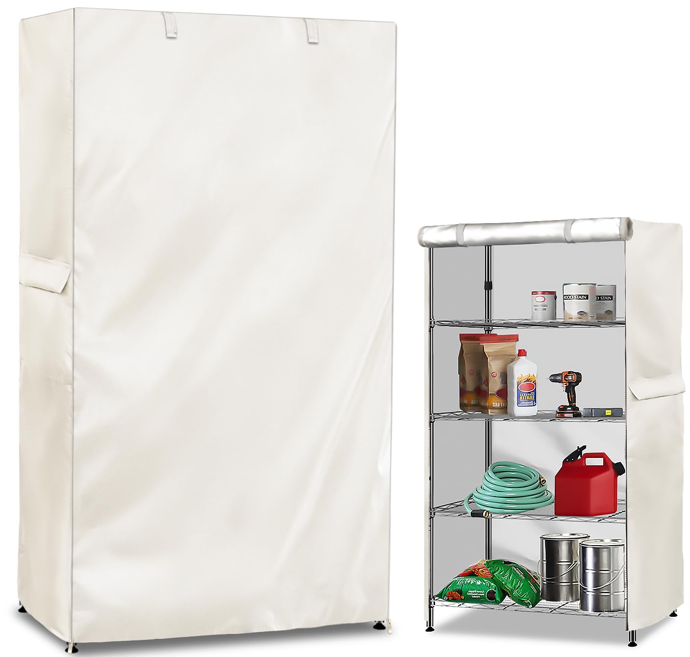 Exokugo Wire Shelf Cover,600D Heavy Duty 100% Waterproof Shelf Covers for Wire Shelving,Outdoor Storage Shelves Cover for Metal Rack,36" W x 18" D x 72" H,Beige