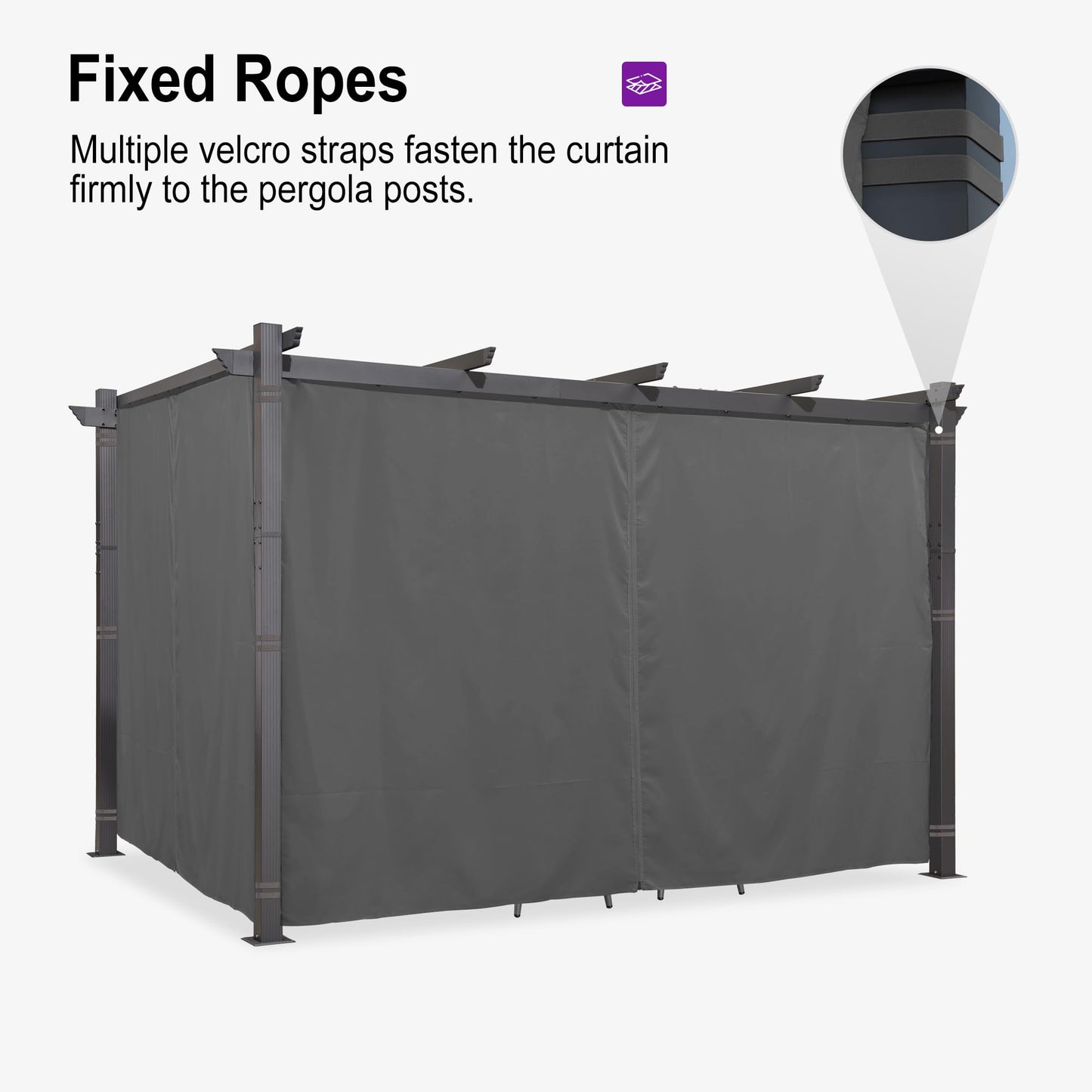 PURPLE LEAF 10' X 13' Outdoor Pergola with 4-Sided Curtains Retractable Canopy Patio Aluminum Sun Shade for Garden Deck Porch Gazebo Pavilion Grill Modern Yard Grape Trellis Pergola Gray