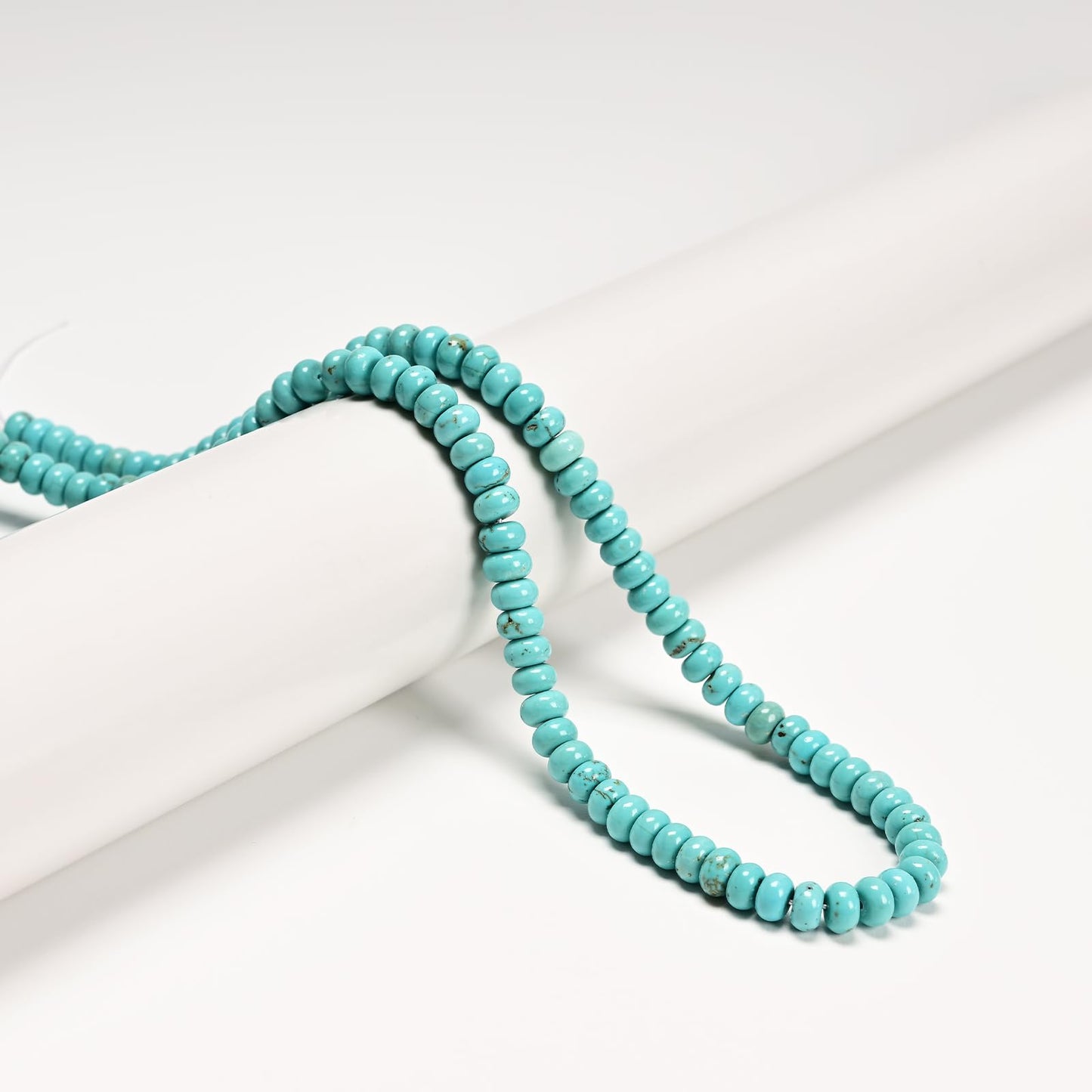 ICAI 4x6mm Natural Rondelle Beads – Loose Gemstone Spacers for DIY Jewelry Making (Blue Turquoise)