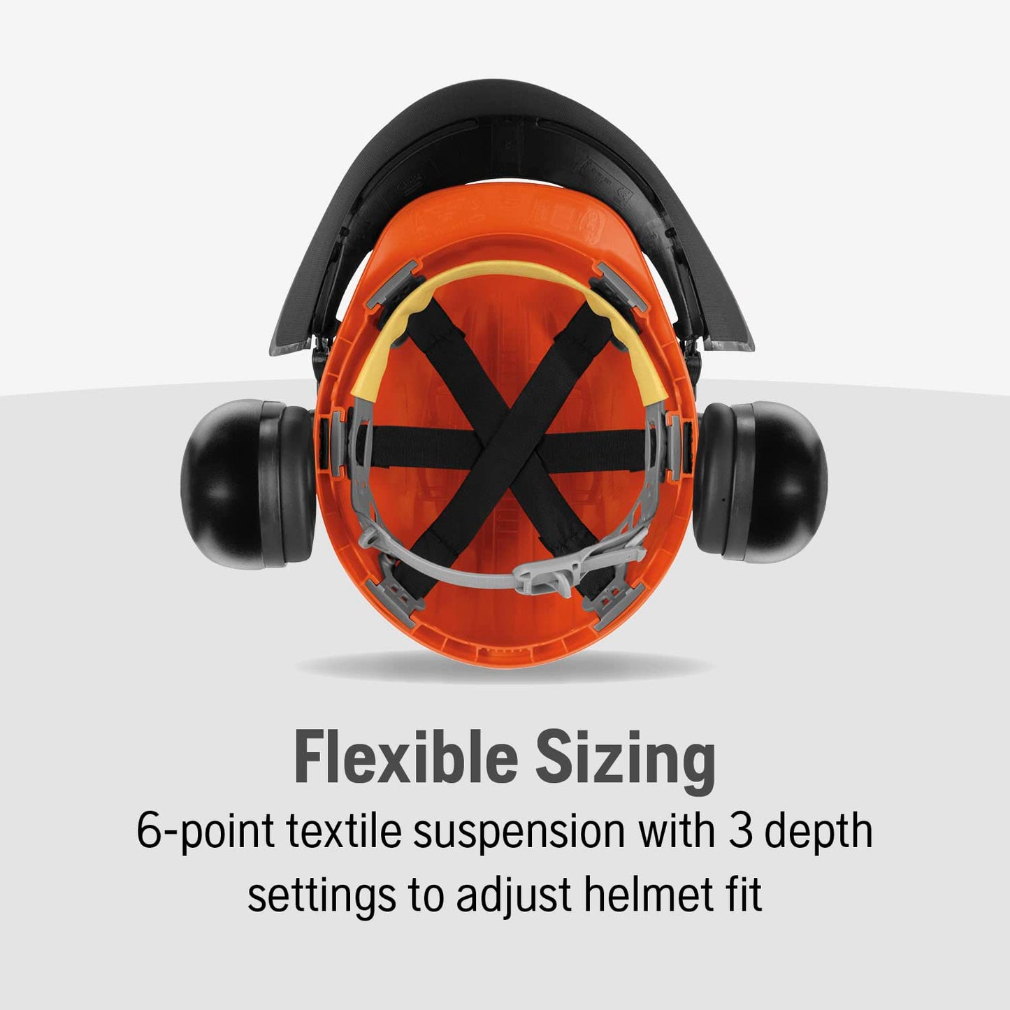 Husqvarna 592752601 Chainsaw Helmet with Metal Mesh Face Shield, Adjustable Ear Muffs for Hearing Protection, and Sun Peak, HDPE Forestry Helmet Shell, Orange