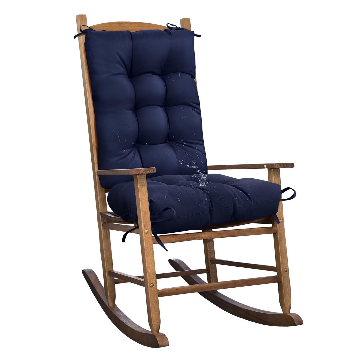 TESICA Set of 1 Indoor Outdoor Chair Cushion Waterproof High Back Rocking Chair Cushions Soft Patio Chair Pad for Lounger Recliner Navy Blue