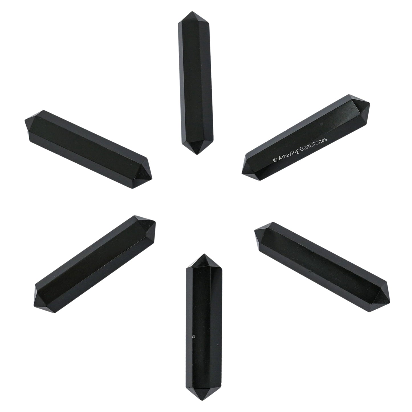Amazing Gemstone Black Obsidian Crystal Points Bulk Healing Crystals and Stones - Pack of 3 Double Terminated Healing Wand Point Bulk Crystals for Crafts, Crystal Grid, DIY Work - Premium Crystals