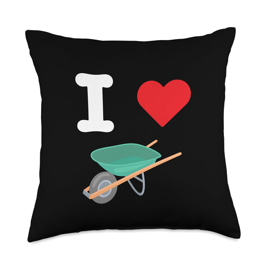 I Love Wheelbarrows Construction Single Wheel Transport Throw Pillow