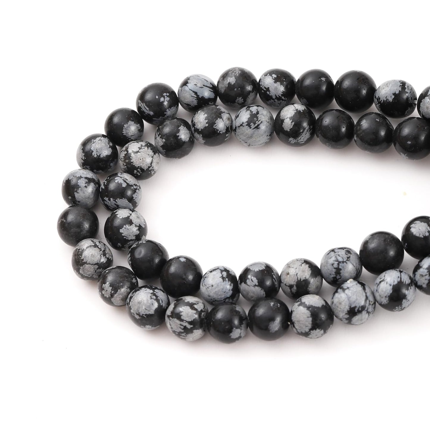 10mm 38pcs DIY Natural Black Snowflake Obsidian Stone Beads Round Healing Crystal Gemstone Loose Beads for Jewelry Making Handmade Bracelet Necklace