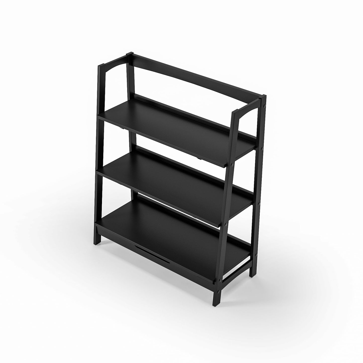 Camaflexi Mid Century Solid Wood Open Shelving Unit - Black Finish