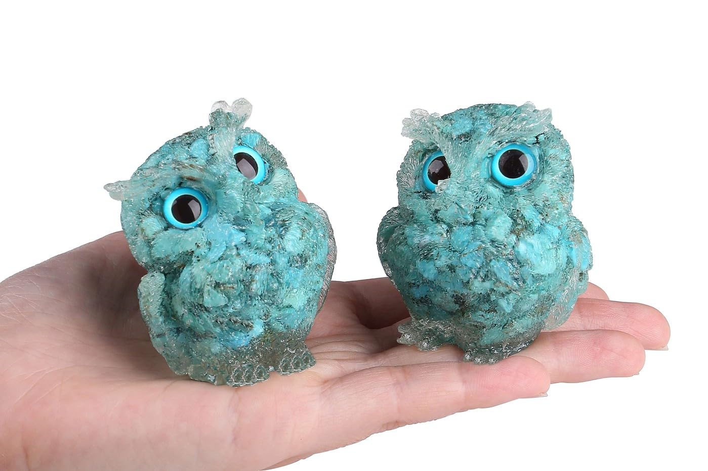 LAIDANLA Turquoise 2.4" Owl Statue Natural Healing Crystal Cute Owl Animal Figurine Pocket Sculpture Reiki Spiritual Energy Gemstone Home Office Room Desk Decor Gifts for Women Men