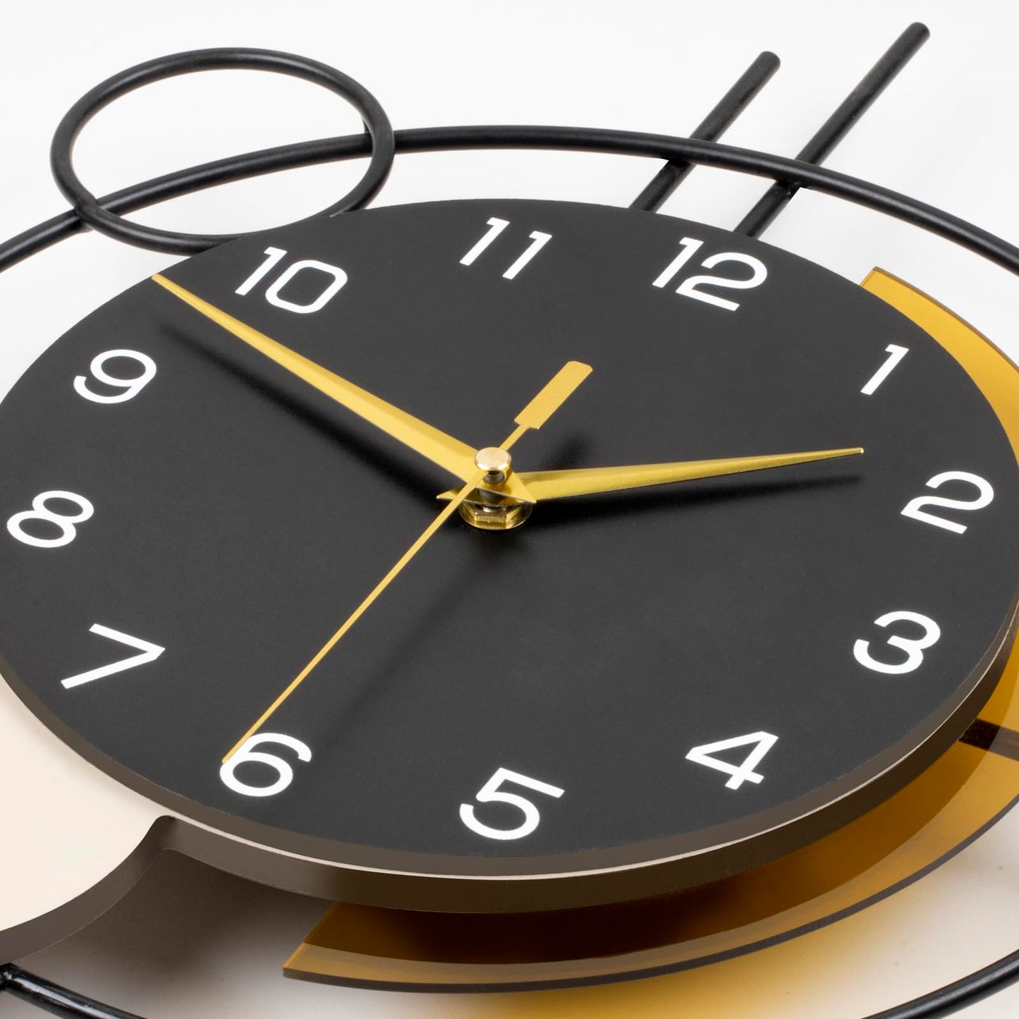 YIJIDECOR Wall Clock for Living Room Decor Decorative Wall Clock with Pendulum Silent Quartz Battery Operated Black Metal Large Clock for Dining Room,Kitchen,Home,Bathroom,Bedroom,13.8x21.3 in