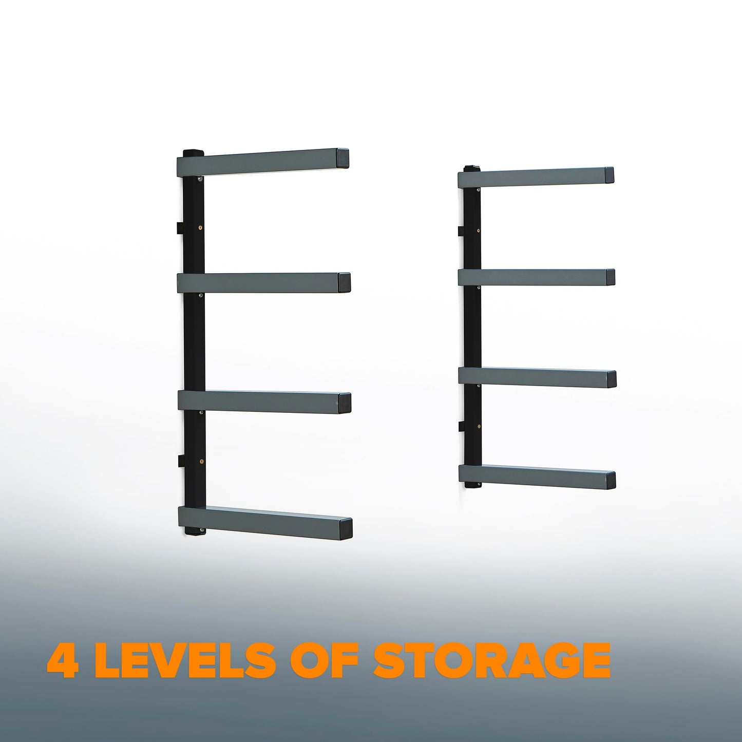 Bora 4-Level Lumber Storage Rack Wood and Garage Organization Space-Saving Metal Shelf for Pipes, Boards, Plywood, and Building Materials - PBR-004B Black Gray