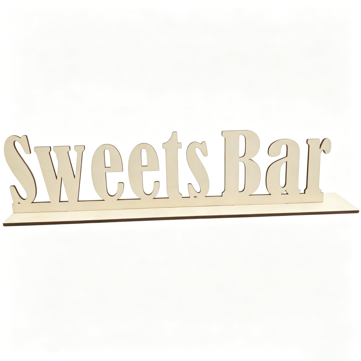 Wooden Sweets Bar Table Sign, Freestanding Wedding/Birthday Table Centerpiece Decorations, Sweet Bar Centerpiece with Stand for Events & Parties.