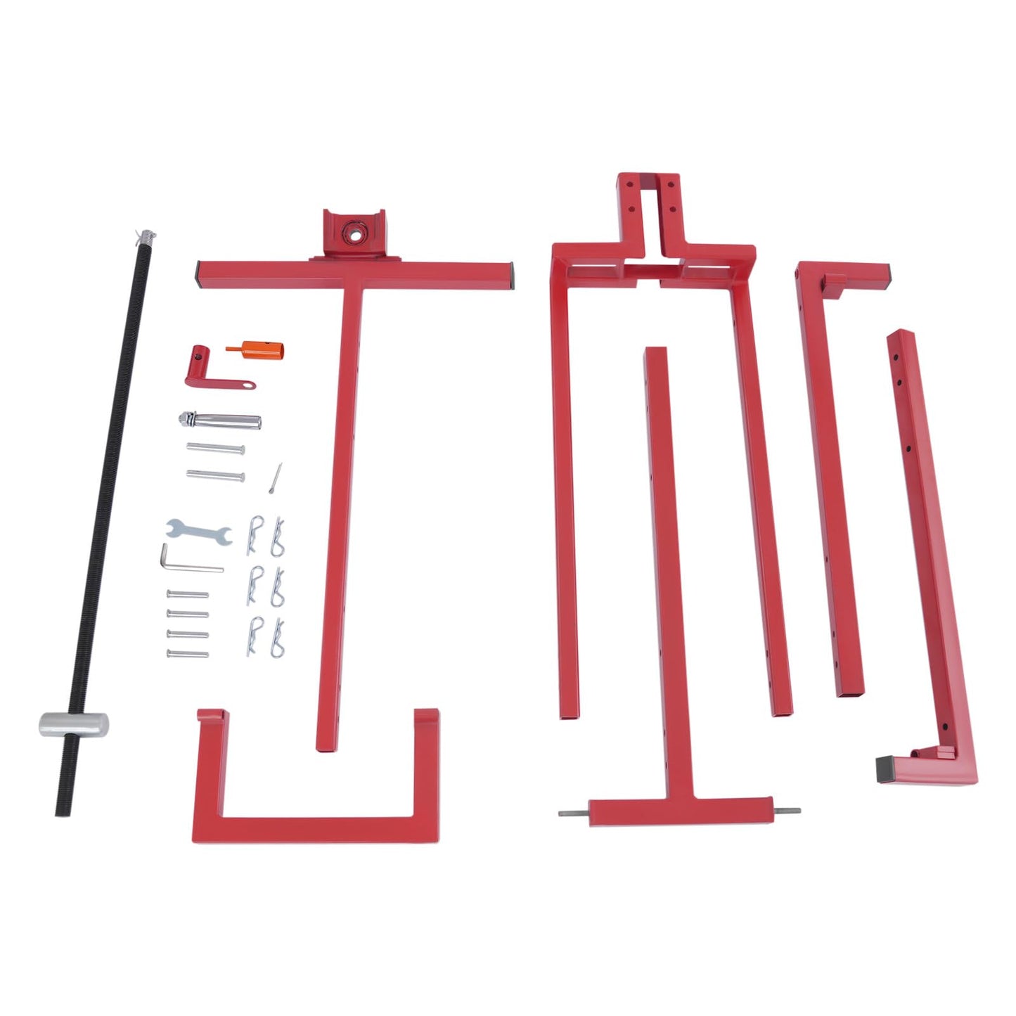 Lawn Mower Lift Jack,880 Lbs Capacity Telescopic Maintenance Jack Lawn Tractor Lift Tools Repair Bracket with Crank Handle,Foldable Ride on Lawn Tractor Lifter for Lawn Mowers and Garden Tractors,Red