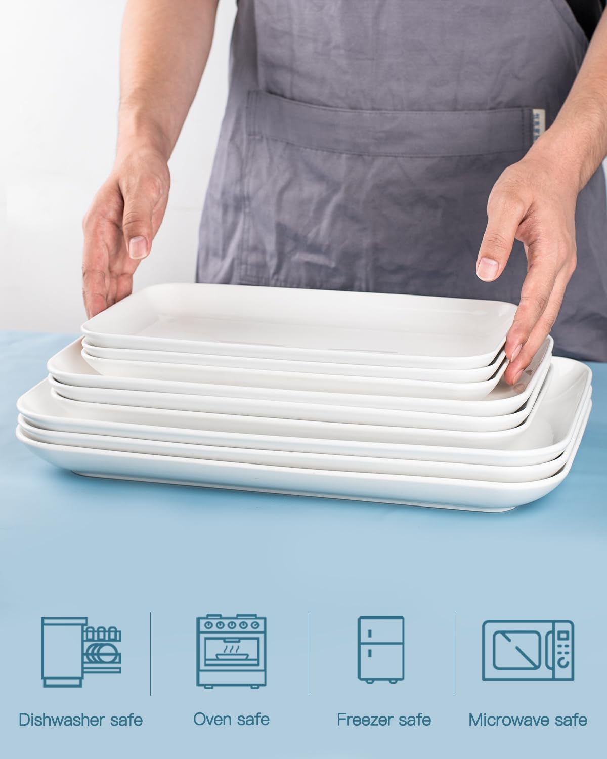 DELLING 3 Tier Serving Tray Set 16 Inch, Large Porcelain Tiered Platters with Collapsible Stand - Serving Dishes for Entertaining Dessert Table Party, Easy Assembly, White