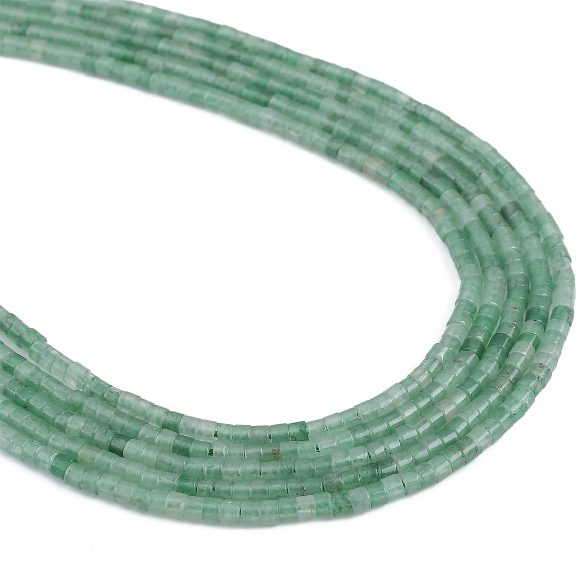 BEADIA Natural Green Aventurine Spacer Beads Caps Flat Round Loose Beads for Beading Jewelry Making 3mmx2mm 38cm