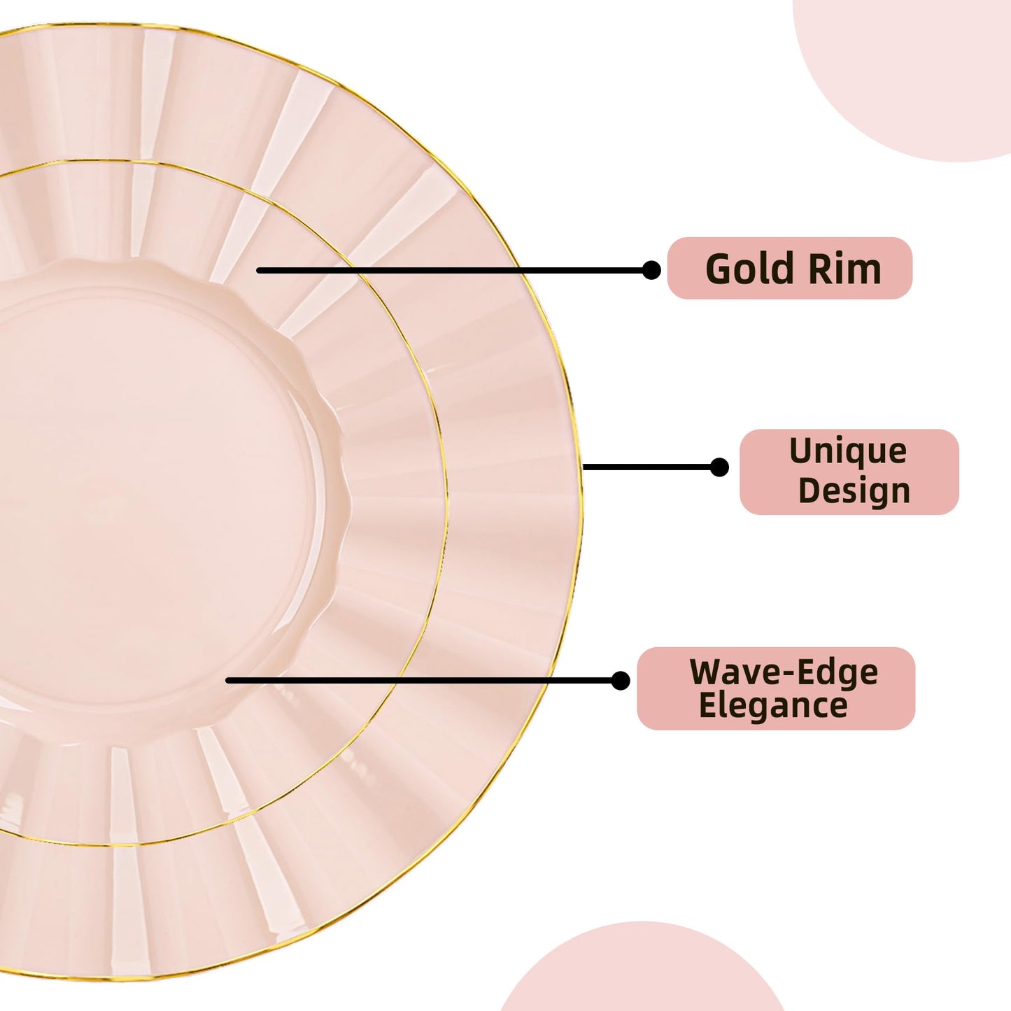 QualQuot 175PCS Gold and Pink Plastic Dinnerware Set, Plastic Party Plates for 25 Guests, 50 Disposable Plates, 25 Heavy Duty Silverware, 25 Cups, 25 Napkins for Mother's Day, Party and Wedding