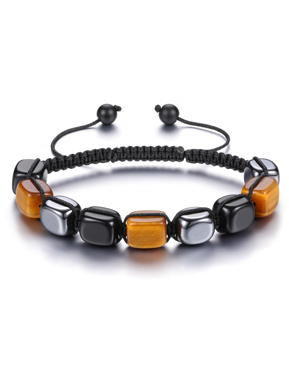 Jovivi Mens Healing Crystal Black Obsidian Tigers Eye Hematite Beaded Bracelet Natural Stone Beads Bracelet Triple Protection Jewelry Gifts for Men Women Reiki Yoga Energy Balancing