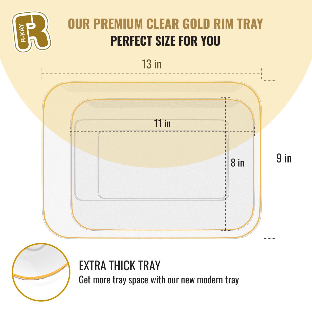 3 Pack Plastic Serving Trays for Party - Gold Serving Tray 8 x 11 Inch - Heavy Duty Dessert Trays for Food - Rectangular Party Serving Trays for Entertaining - Clear Cookie Platters